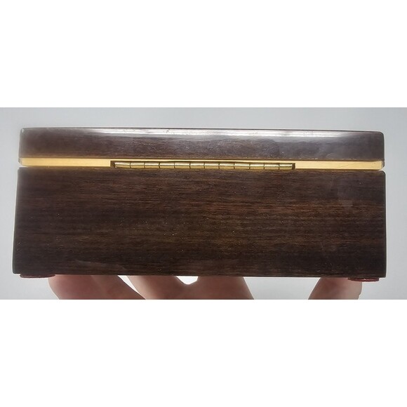 Still Life Tabby Cat Lacquerware Wooden Hinged Trinket Jewelry Box Lined Italy - Picture 4 of 15